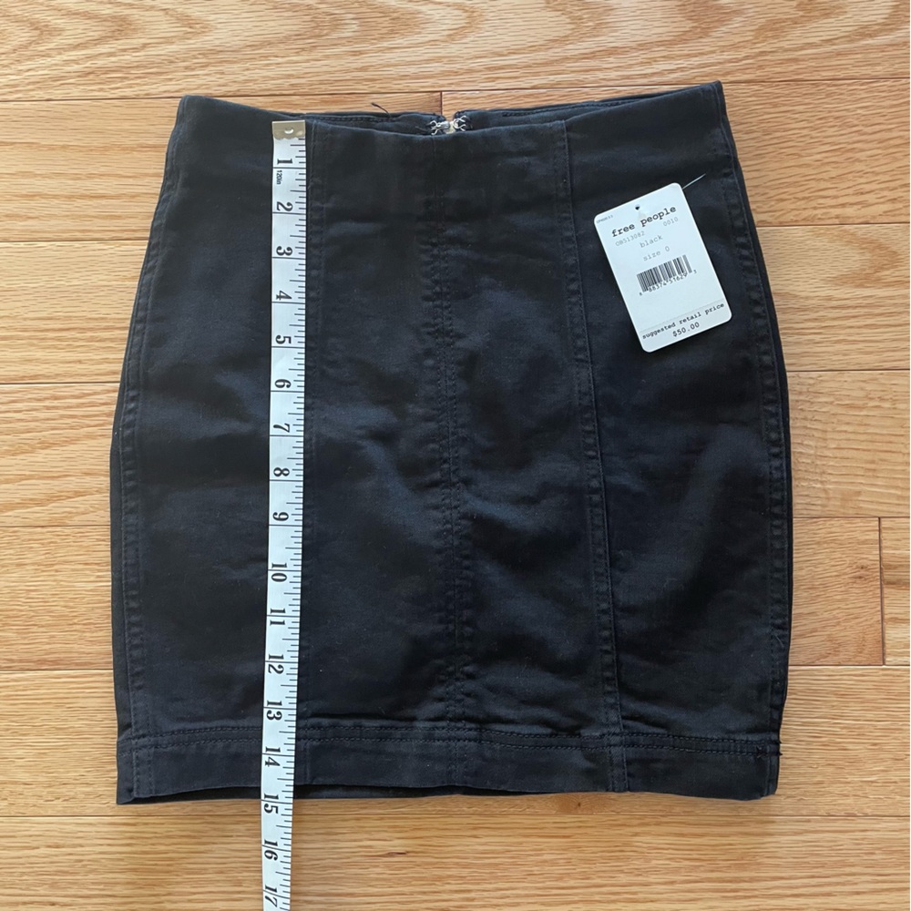 Free People Modern Femme Washed Black Denim Mini Skirt - Size 0